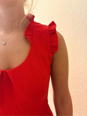 Anthropologie - Tabitha Red Ruffle Sleeve Dress